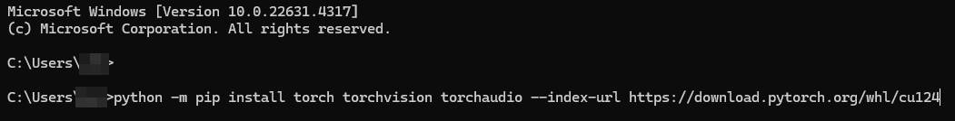 windows 11 command prompt with pytorch install script